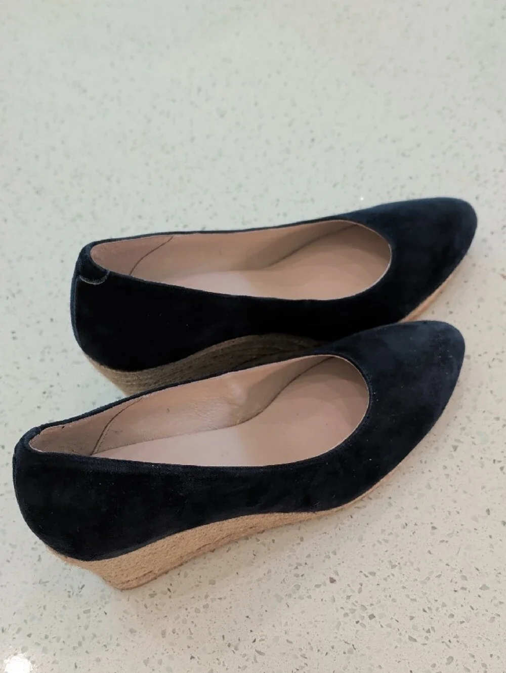 Eric Michael Navy Blue Suede Espadrille Wedge Pumps, 41 (10-10.5)